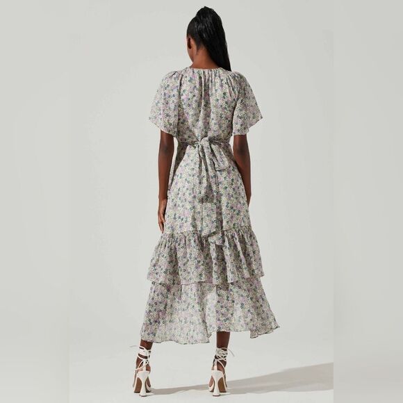 NWOT ASTR ADELLA FLORAL RUFFLE MIDI DRESS - Picture 5 of 6